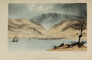 Hobarton, akvarellimaalaus Robert Elwesin (1819–1878), varakkaan nuoren brittiläisen herrasmiehen Norfolkista